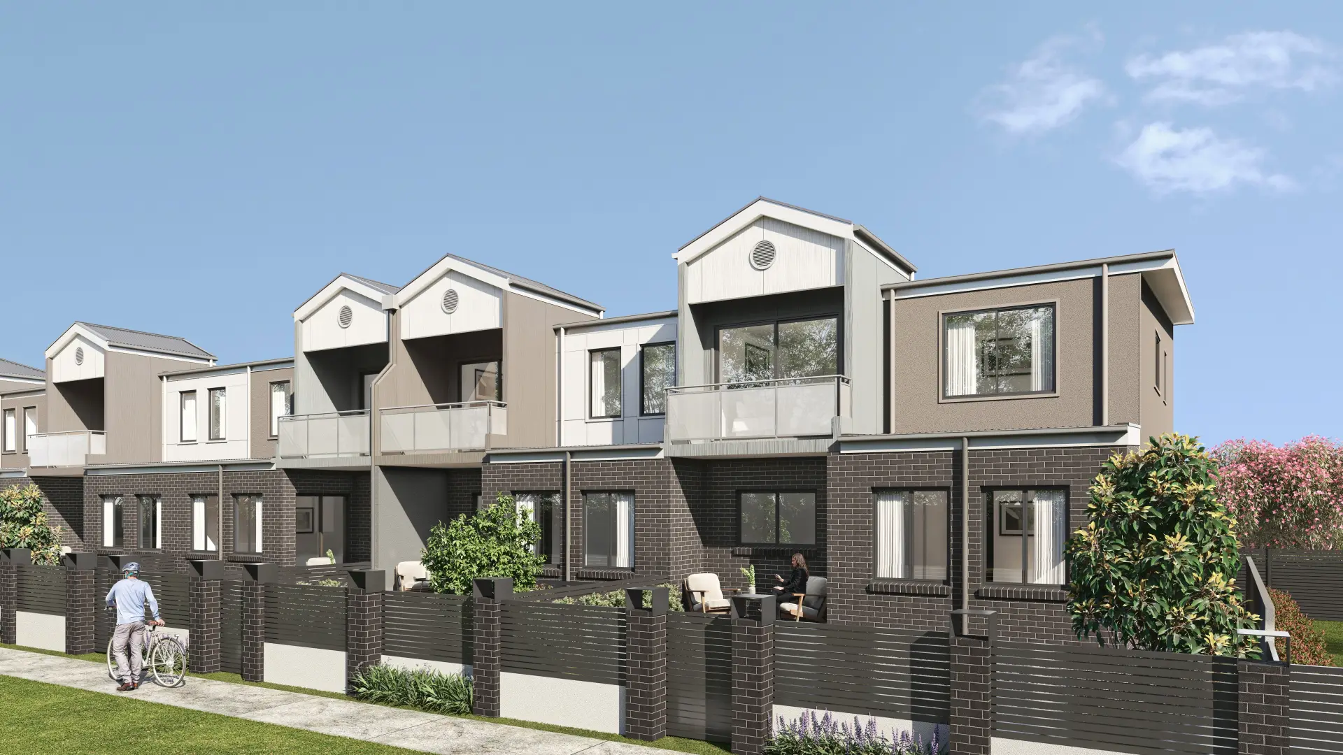 Townhouse Streetscape — Townhouse development architectural visualisation
